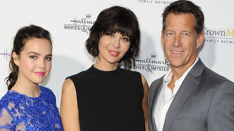 Bailee Madison, Catherine Bell, James Denton posing