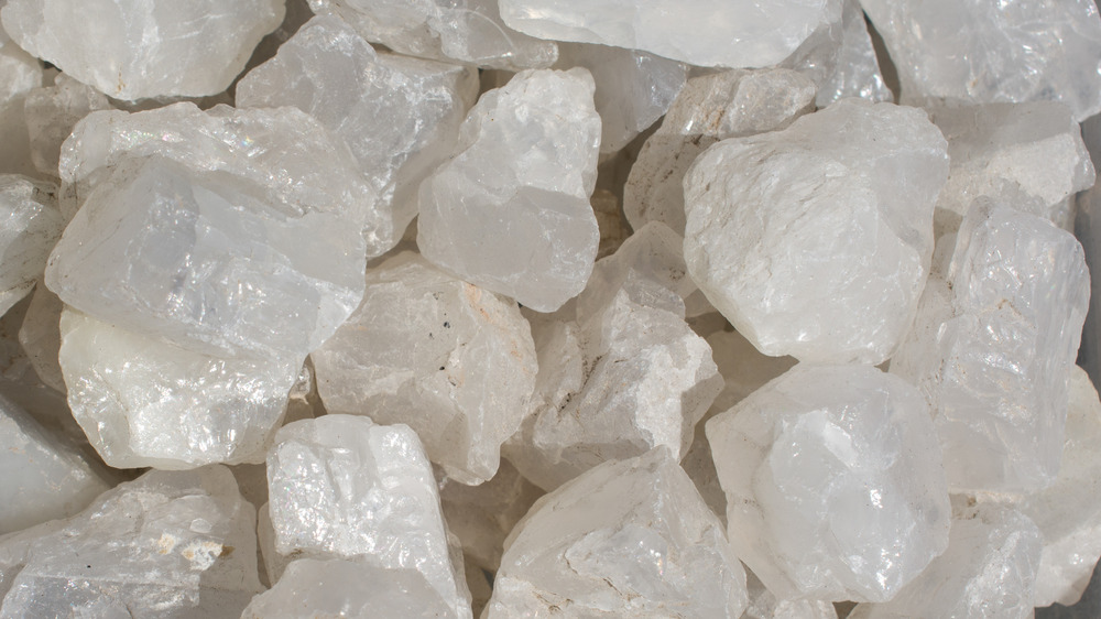 A pile of clear quartz chunks 