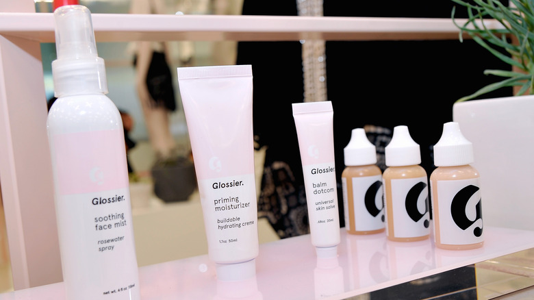 Glossier products on shelf