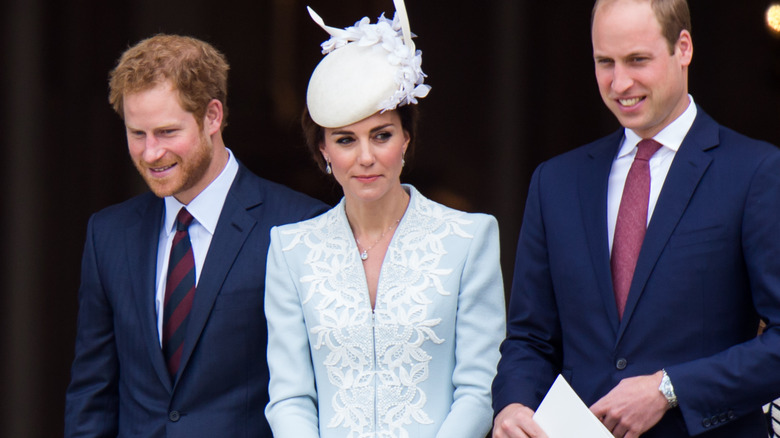 Prince William, Prince Harry, and Kate Middleton walk together