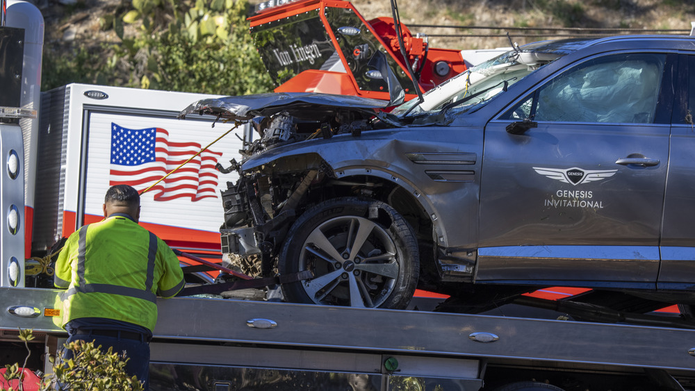 Tiger Woods' crashed car