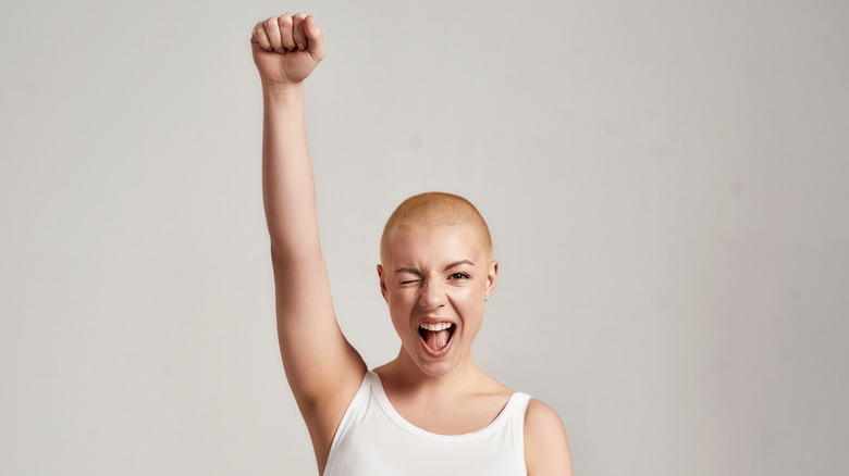 Woman with raised fist