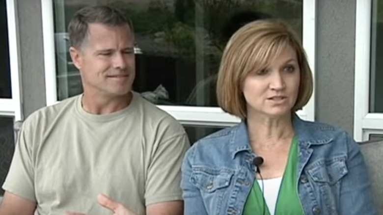 Man and woman sitting during interview