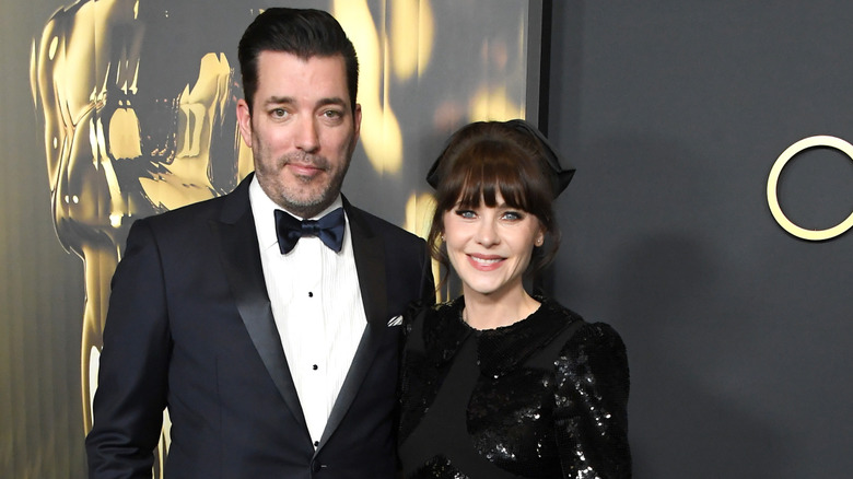 Jonathan Scott and Zooey Deschanel formal wear