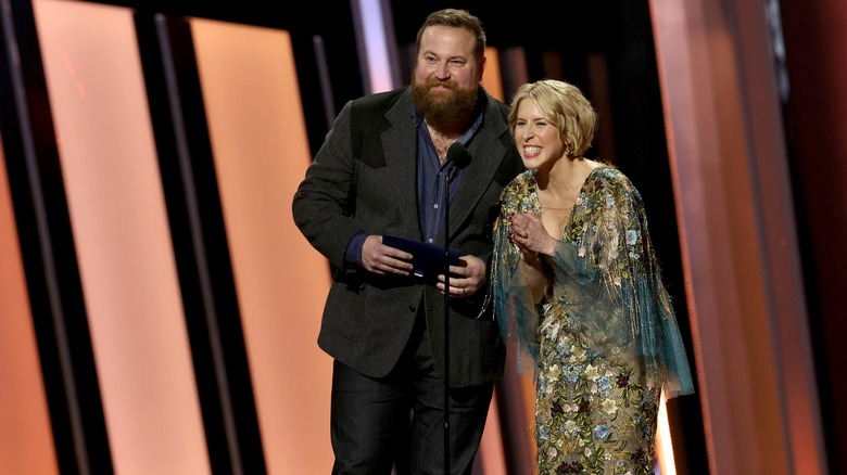 Ben Napier and Erin Napier onstage at the 2022 CMA Awards