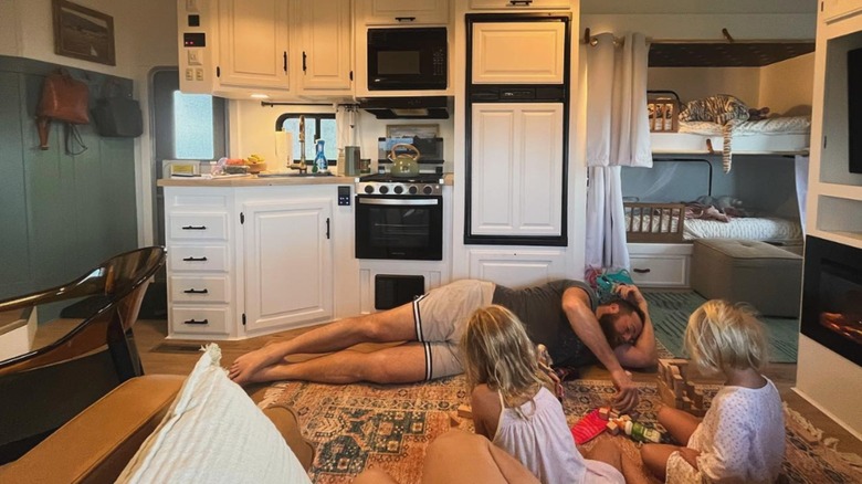 Ben Napier and his daughters in their camper van "Gru"