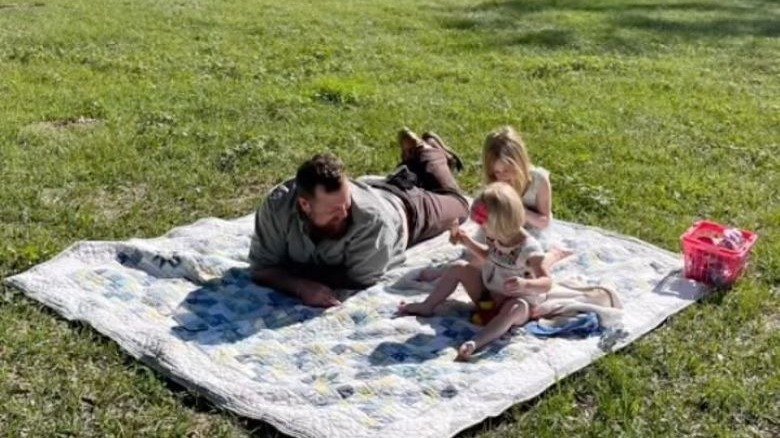 Ben Napier enjoying the outdoors with his and Erin's daughters