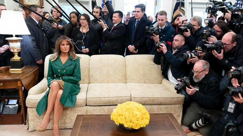 Melania Trump alone on couch