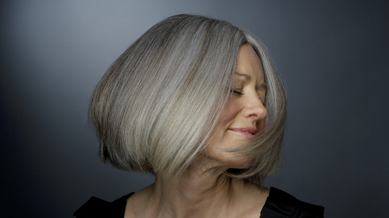 woman with grey hair