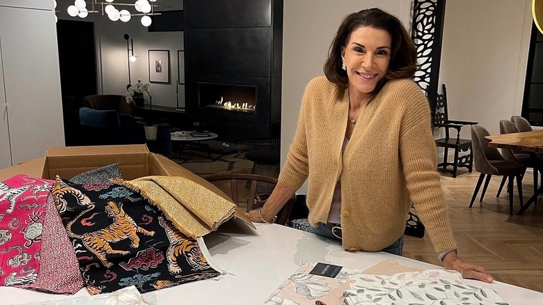 Hilary Farr showing off her fabric collection