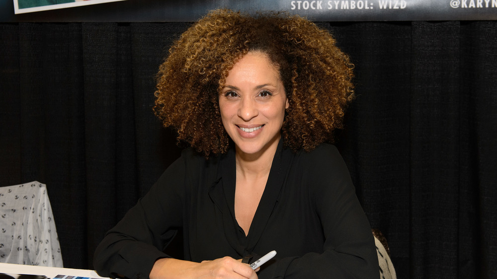 ﻿Karyn Parsons at book signing