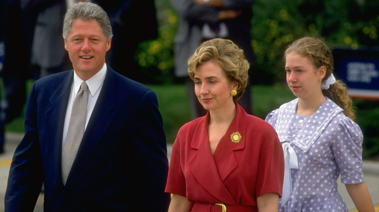 Bill Clinton, Hillary Clinton and Chelsea Clinton during outing