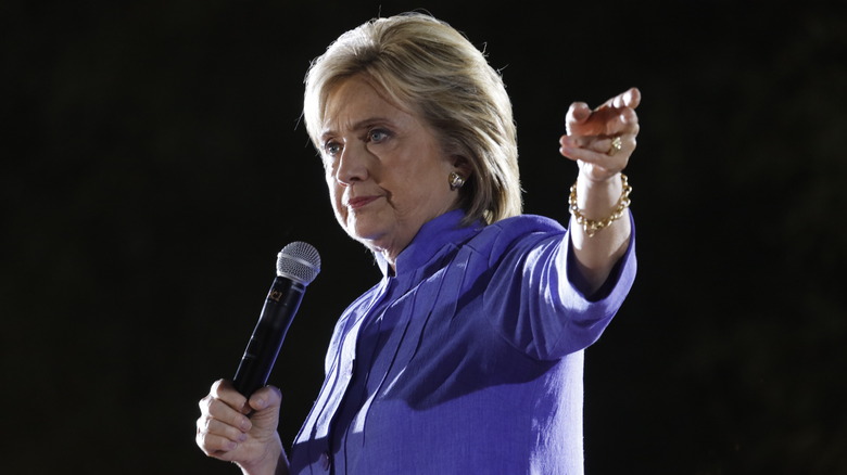 Hillary Clinton pointing