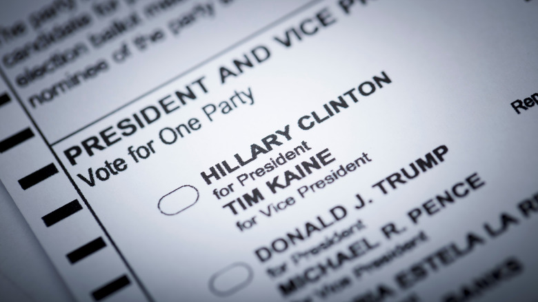 2016 voting ballot U.S. president