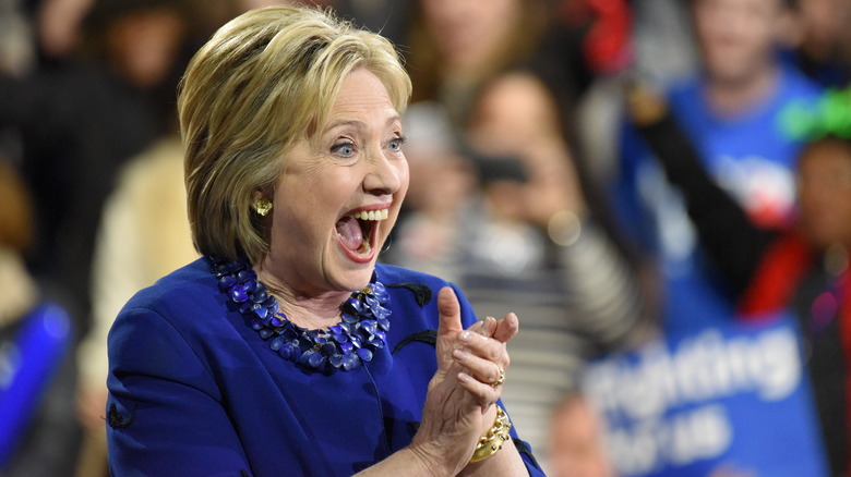 Hillary Clinton at a 2016 rally