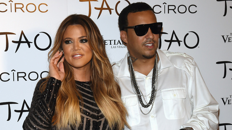 Khloe Kardashian, French Montana posing 