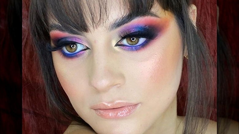 A woman with dramatic eyeshadow