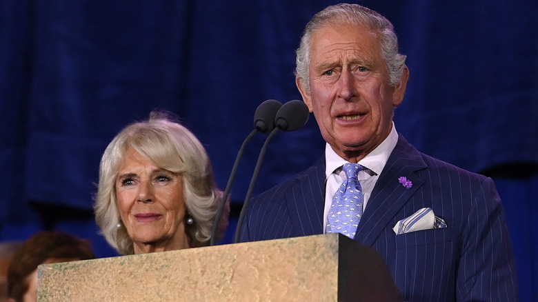 Prince Charles & Camilla Parker Bowles speaking 
