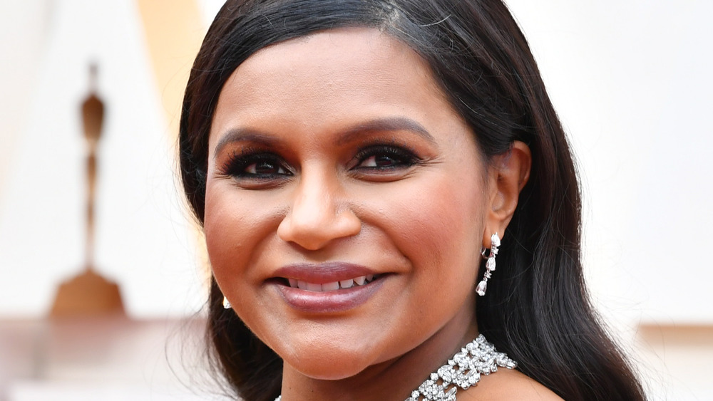 Mindy Kaling with diamond earrings