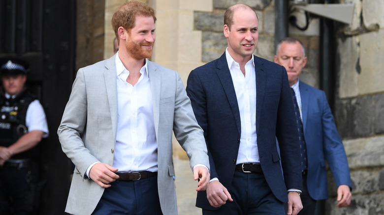 Prince Harry and Prince William walking together