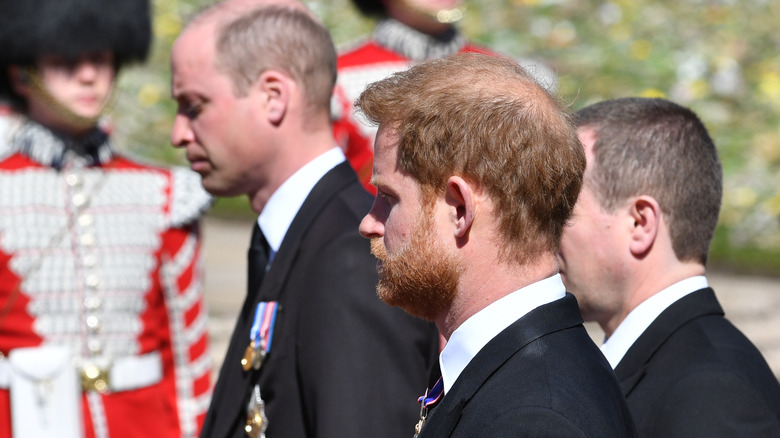 Prince Harry and Prince William looking grim