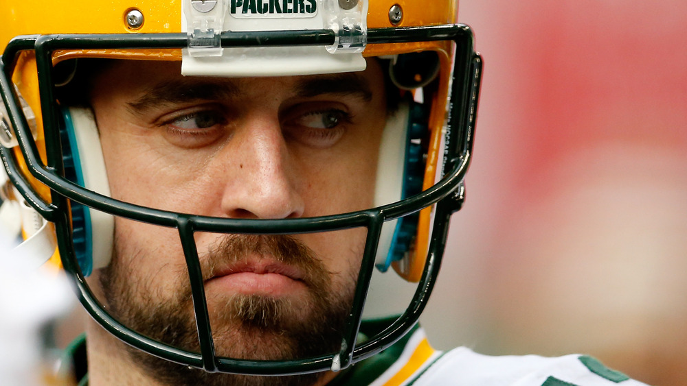 Aaron Rodgers in football helmet