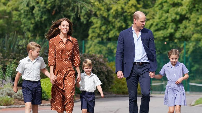 The Wales family walking