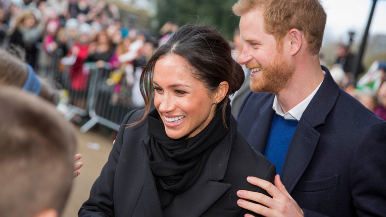 Meghan and Prince Harry greeting public 