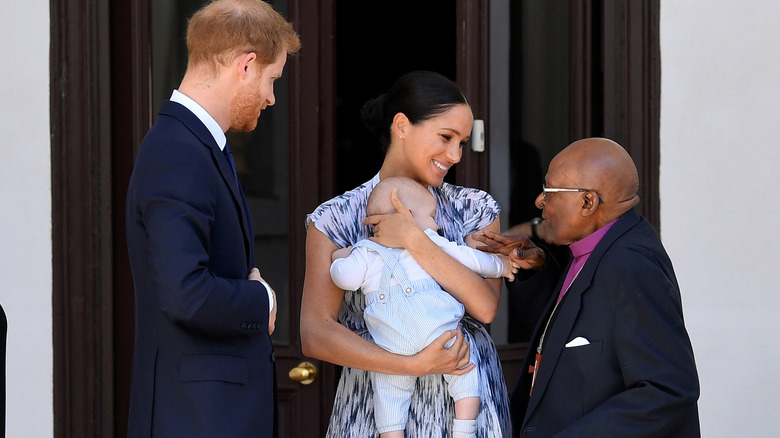 Harry, Meghan, Archie with Desmond Tutu