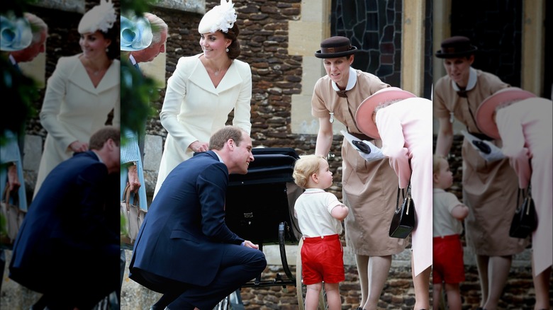 Catherine and William with Queen Elizabeth II, Prince George