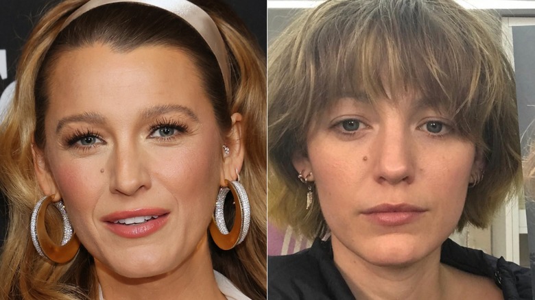 Blake Lively with and without bangs