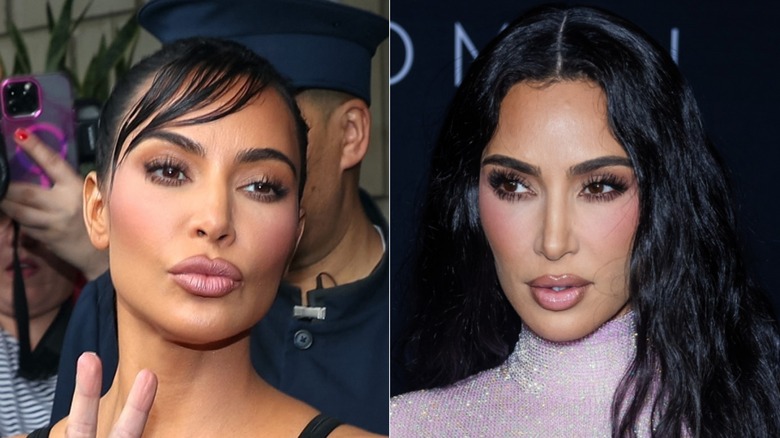 Kim Kardashian with and without bangs