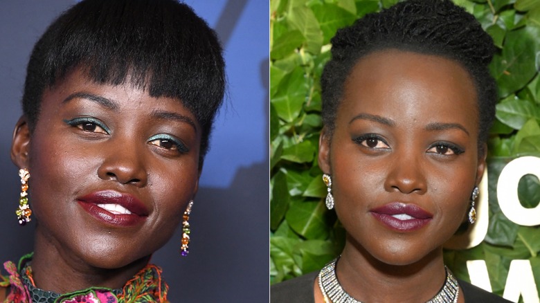 Lupita Nyong'o with and without bangs