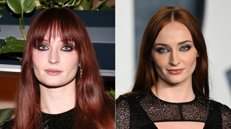 Sophie Turner with and without bangs