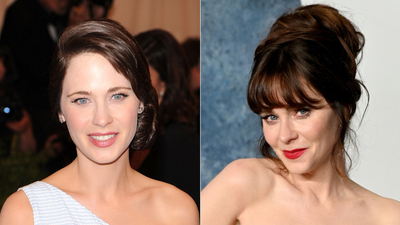 Zooey Deschanel with and without bangs