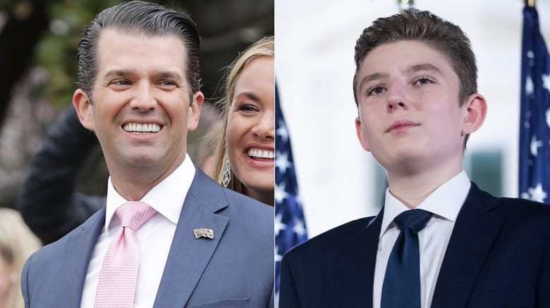 Donald Trump Jr. smiling & Barron Trump smiling