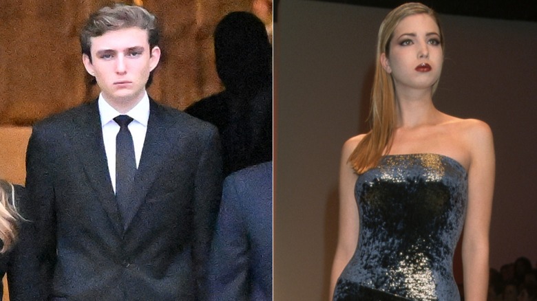 Split image of young Barron and Ivanka Trump