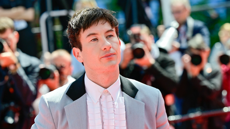 Barry Keoghan wearing a grey suit