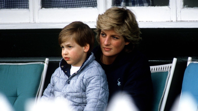 Young Prince William with his mom, Princess Diana