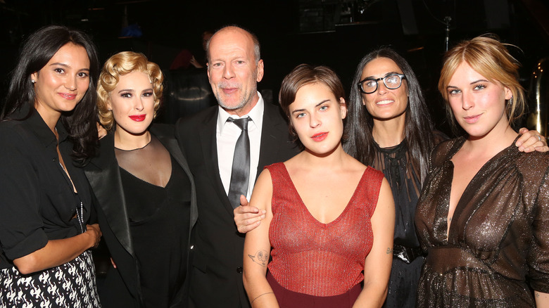 Emma Heming, Bruce Willis, Demi Moore, and daughters