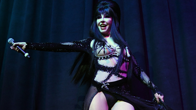 Elvira performing in character in 2018