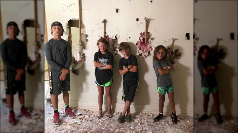 The Gaines children at a demolition