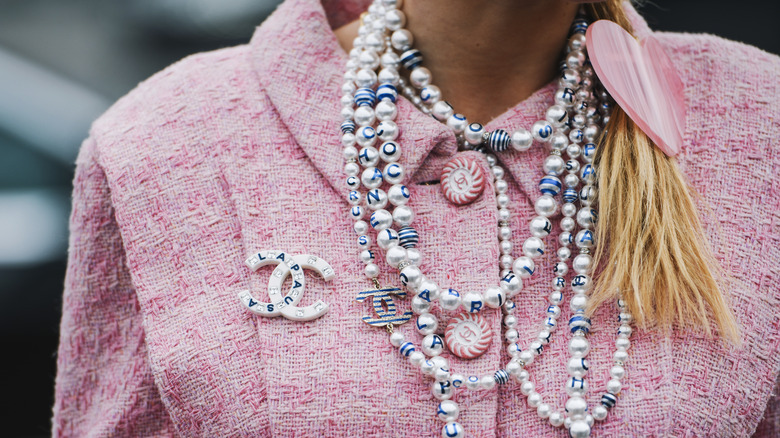 Woman wearing Chanel jacket