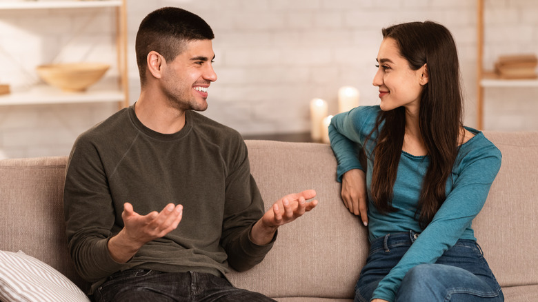 A couple having conversation