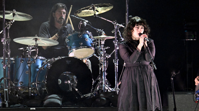 Dave Grohl and Violet Grohl perform onstage during the FIREAID Benefit Concert