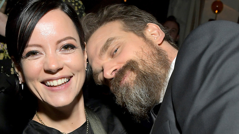 Lily Allen and David Harbour photographed together at an event