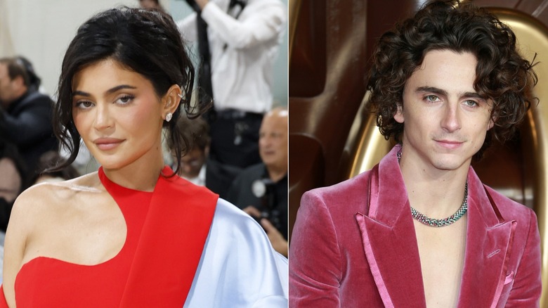 Kylie Jenner and Timothée Chalamet posing