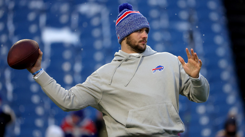 Josh Allen throwing a football