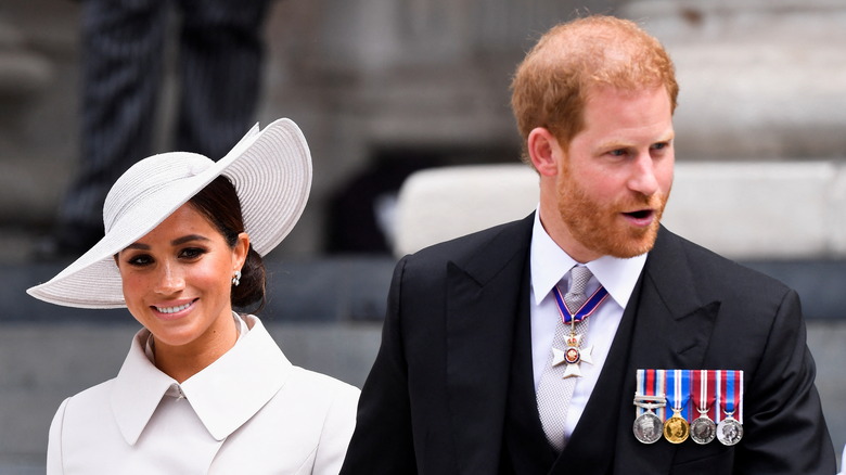 Meghan Markle and Prince Harry attend the thanksgiving service at the Platinum Jubilee