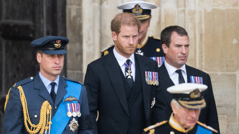 William, Harry and Charles at Queen Elizabeth funeral